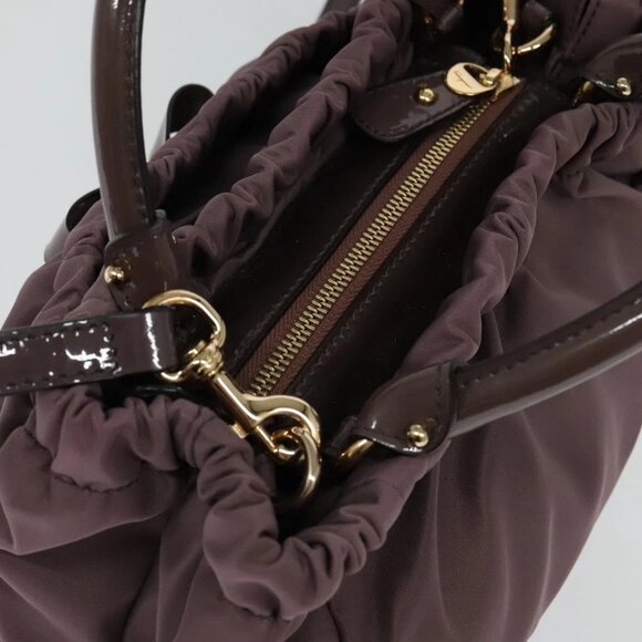 Salvatore Ferragamo Vala Hand Bag Nylon Enamel 2way Purple Silver Auth 138874 - Picture 10 of 16